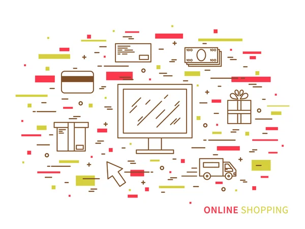 Online Alışveriş grafik konsepti — Stok Vektör
