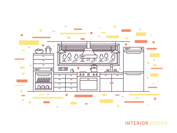 Diseño moderno cocina interior — Vector de stock