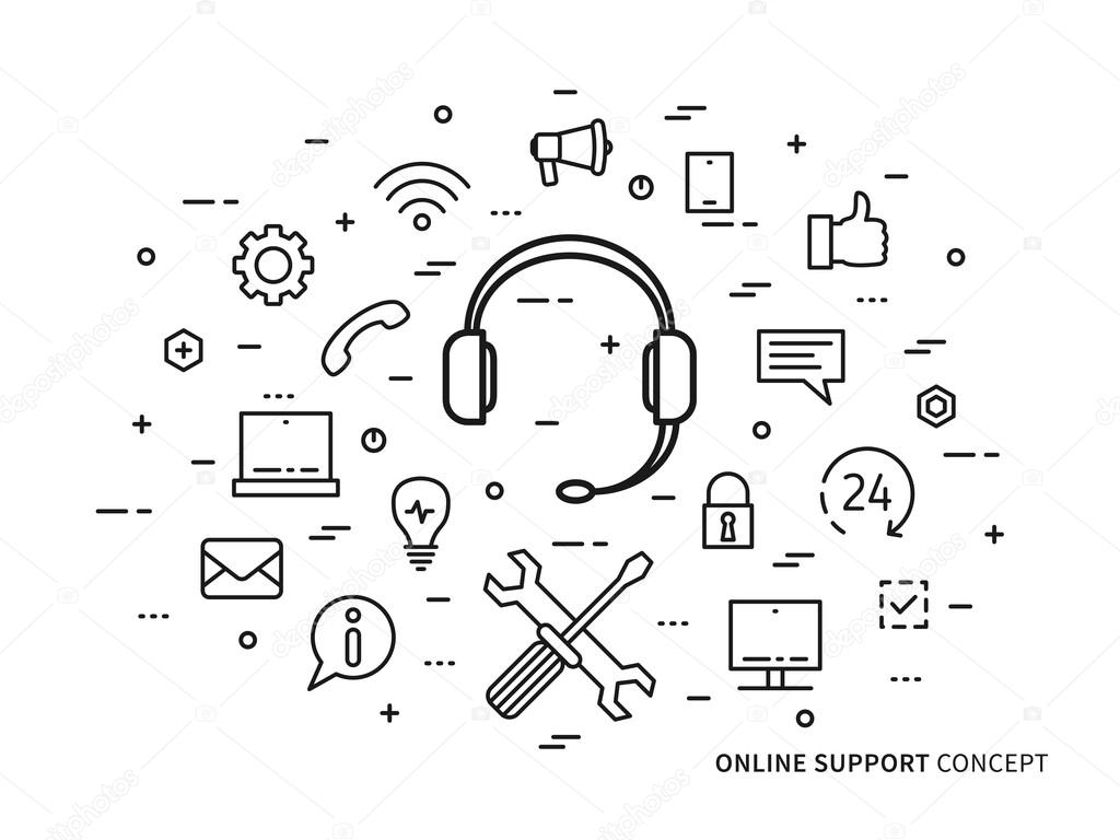 Online Support 24 Hour Helpline Stock Vector C Aleksorel 107649760