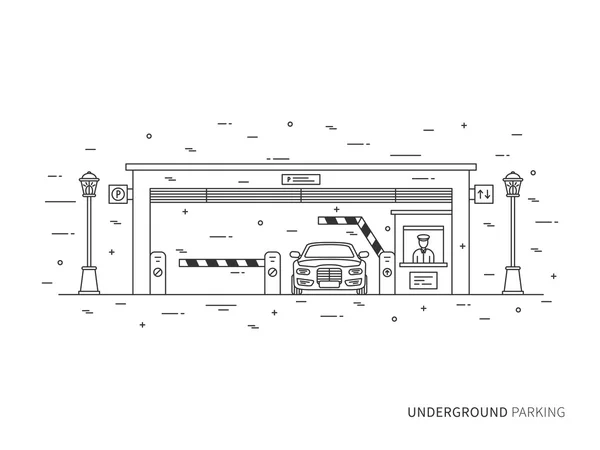 Parkering under markplan koncept — Stock vektor