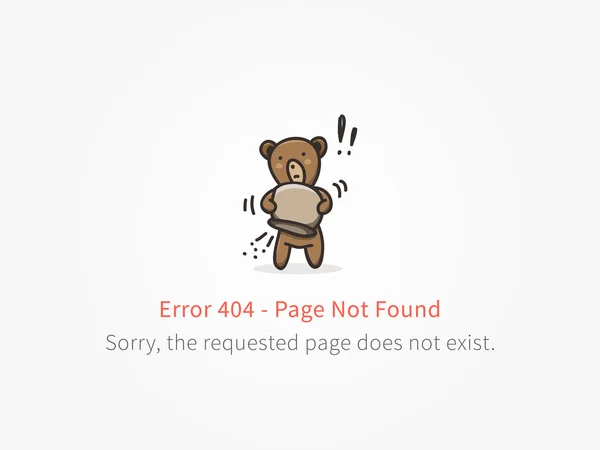 Error 404 page little bear — Stock Vector