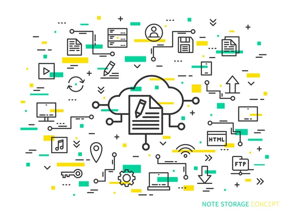 Cloud concept Notitiekleur — Stockvector