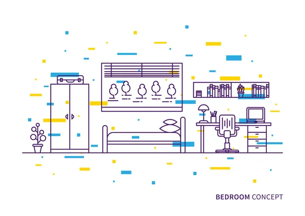 Ilustración interior dormitorio — Vector de stock