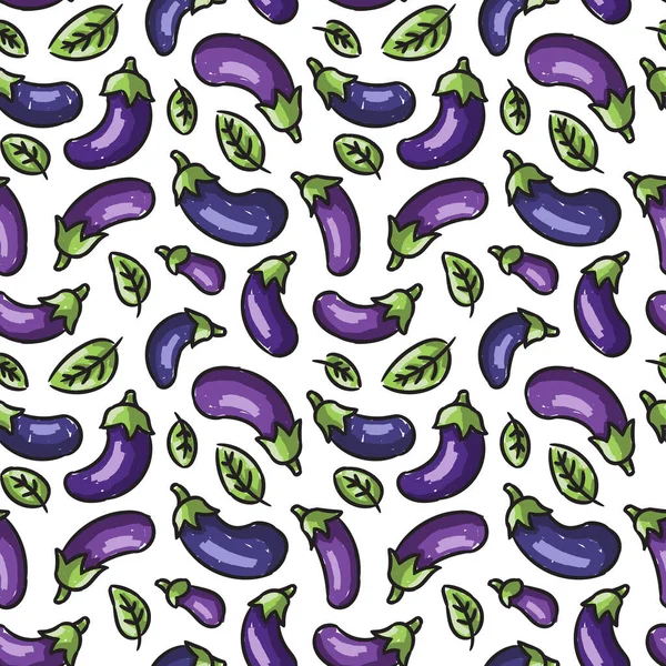 Aubergines Pourpres Vecteur Motif Sans Couture Sur Fond Blanc Modèle Illustrations De Stock Libres De Droits