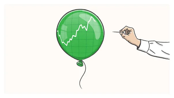 Illustrazione vettoriale bolla mercato azionario. Palloncino con borsa Vettoriali Stock Royalty Free