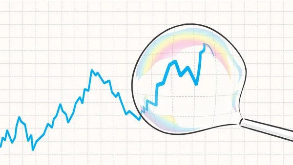 Illustrazione vettoriale bolla mercato azionario. Bolla di sapone con borsa Vettoriale Stock