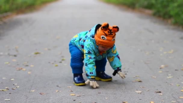 Camine con su hijo en el Parque — Vídeos de Stock