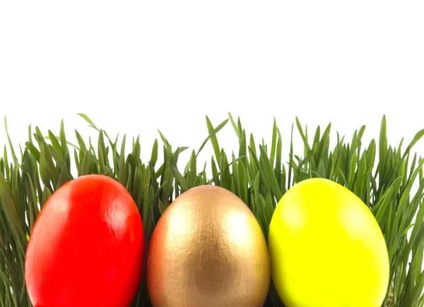 Yeşil çimlerde paskalya yumurtaları