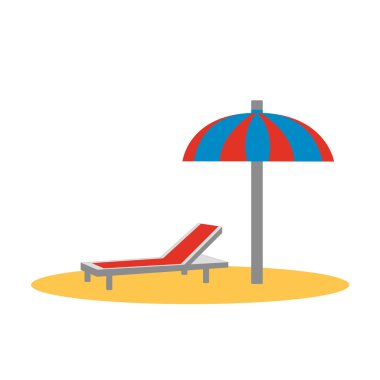 Plaj şemsiye ve şezlong vektör