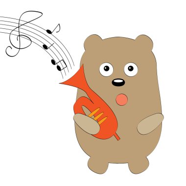 Ayı trompetçi vektör çizim