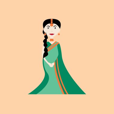 Hint moda kadın vektör. Sari Hintli kadın