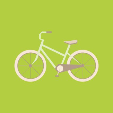 Retro Bisiklet vektör çizim. Bisiklet simge vektör. Yeşil arka plan üzerinde bisiklet