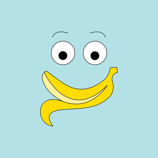 Illustration vectorielle drôle de sourire de banane. Symbole vectoriel banane . — Image vectorielle