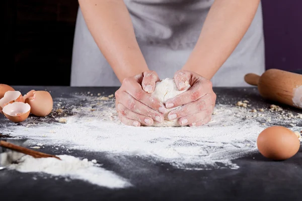 Making cookies on the blackboard with eggs, flour, cinnamon and 