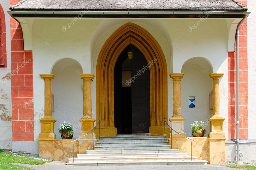 Church Entrance With Nice Architectural Decoration Stock Photo
