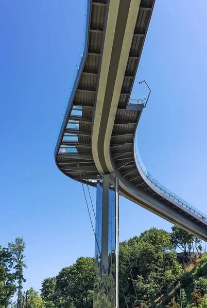 Puente Peatonal Cristal Kiev Arquitectura Lugares Interés — Foto de Stock