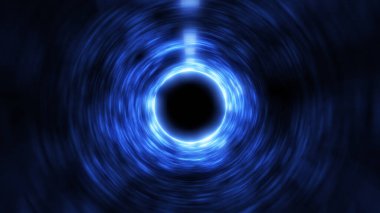 Bu resim, soyut ya da bilimsel temalar için uygun, dinamik bir derinlik ve hareket hissi yaratan, parlak ışık efektli büyüleyici bir mavi girdap halkasına sahiptir..