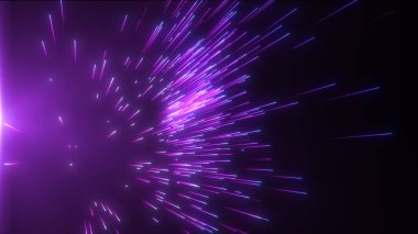 Dinamik mor ışık çizgileri karanlık bir arkaplanda patlar ve büyüleyici bir görsel etki yaratır. Parlayan çizgiler, geleceksel ve dijital temalar için mükemmel bir hareket ve enerji hissi iletir..