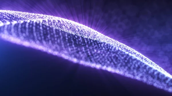 Büyüleyici, mor dalgalar parlak parlak parçacıklar ile karanlık bir zemin üzerinde, fevkalade fütüristik ve ruhani bir atmosfer yaratıyor..