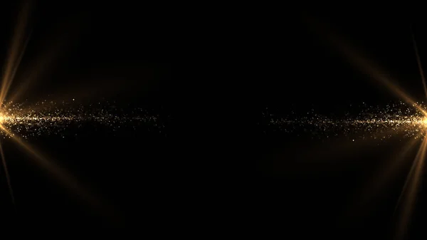 Siyah arkaplanda parıldayan altın parçacık patlaması.
