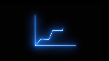 Büyüyen bir iş konseptiyle dijital mavi neon histogram. Şebeke ile yüksek teknolojili teknolojik diyagram. Soyut arkaplan.