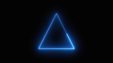 Siyah arkaplanda soyut neon üçgen. Neon çerçeve.