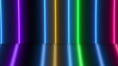 Yansıma dinamikleri ile renkli neon ışık dizisi