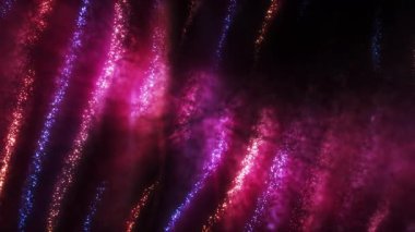 Renkli toz parçacıklarından oluşan dijital dalgalar. Noktalardan oluşan soyut teknolojik arka plan. Çok renkli parçacıkların gelecekteki dalgalı yüzeyi. Büyük veri görselleştirmesi. Kusursuz döngü