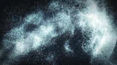 Toz parçacıkları ve ışık noktalarıyla dolu canlı ve soyut bir arka plan güzel bir bokeh etkisi yaratıyor. Güzel bir nebula. 4K içinde kusursuz döngü videosu.