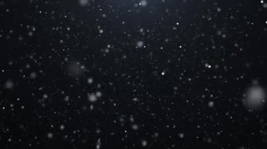 Kameraya düşen kar ya da toz parçacıkları. Arka planda uçan kar. 4K hareket grafikleri. Kar yağışı örtüsü, arka plan - kış, yavaşça yağan karın etkisi. animasyon kış havası