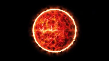 Soyut ateş topu. Parlak turuncu bir küre ışık saçıyor.