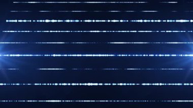 Yatay olarak parlayan mavi ışık çizgileri karanlık bir arkaplan boyunca hareket ederek veri akımları ve ses sinyallerinden esinlenerek fütüristik bir dijital hareket deseni oluşturur. 4K döngülü canlandırma