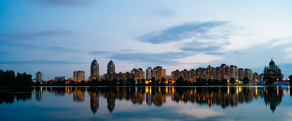 Obolon embankment in Kiev near Dnepr river