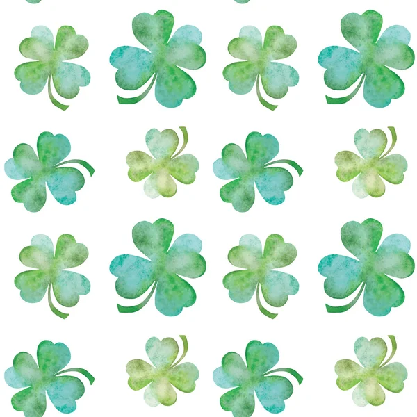 Green clover watercolor seamless illustration — Stock Photo, Image