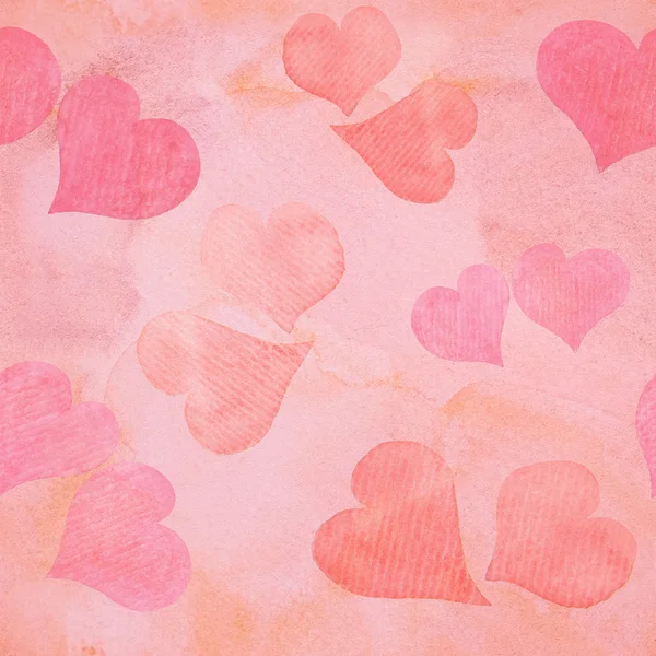 Bezešvé Valentýna akvarel srdce — Stock fotografie