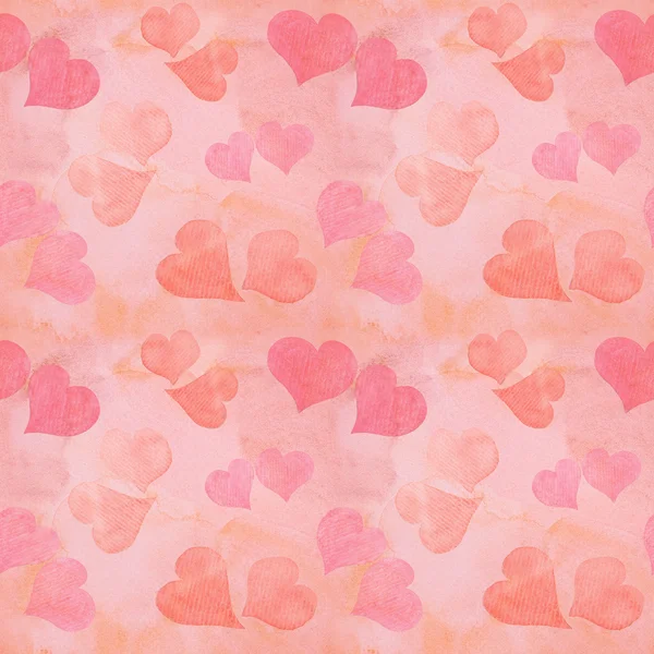 Bezešvé Valentýna akvarel srdce — Stock fotografie
