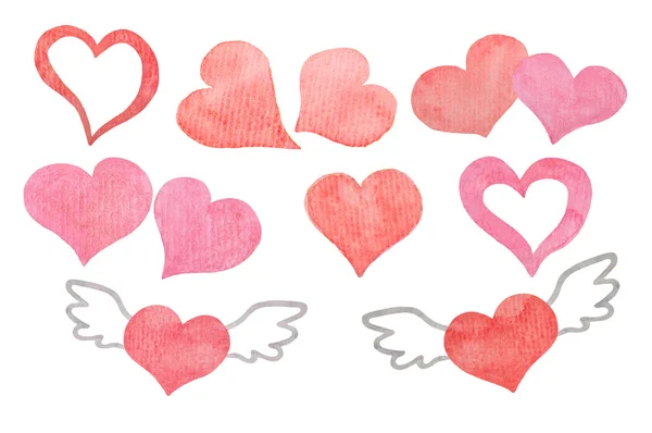 Den svatého Valentýna akvarel srdce — Stock fotografie