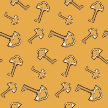 Sarı bir arka plan üzerinde sorunsuz altın anahtarları