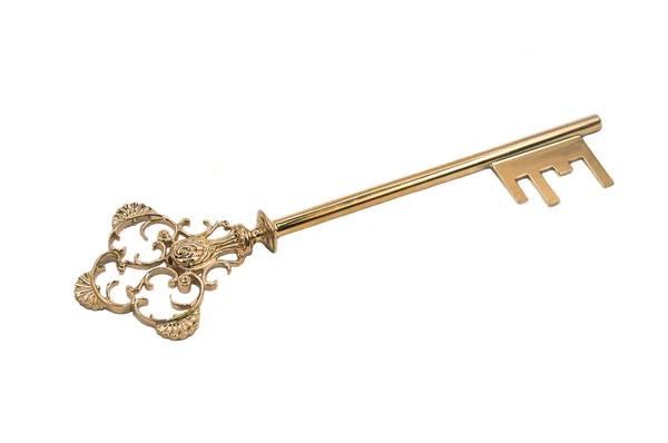 Goldener Schlüssel aus nächster Nähe — Stockfoto