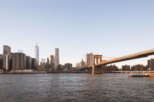 Brooklyn bridge in sunset light, New York City