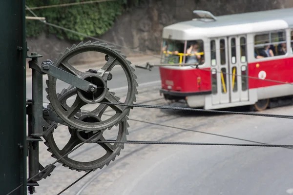 Chariot de traction à roue dentée pour tramway — Photo