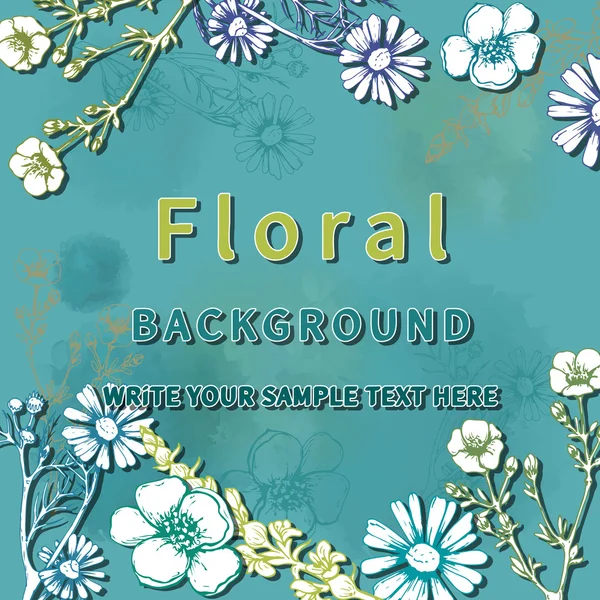 青色的花卉背景框架 — 图库矢量图片