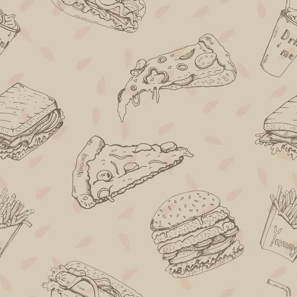 Tasty fast food pattern — Stock Vector