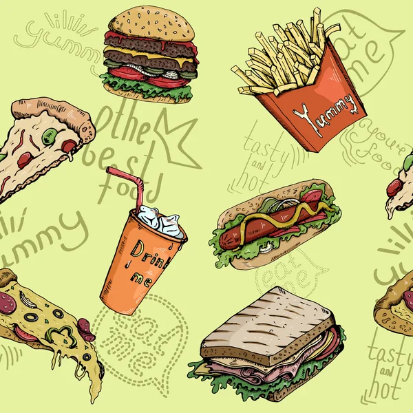 Fast food patroon — Stockvector