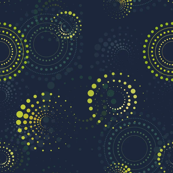Seamless blue and yellow abstract pattern with circles — Stock Vector