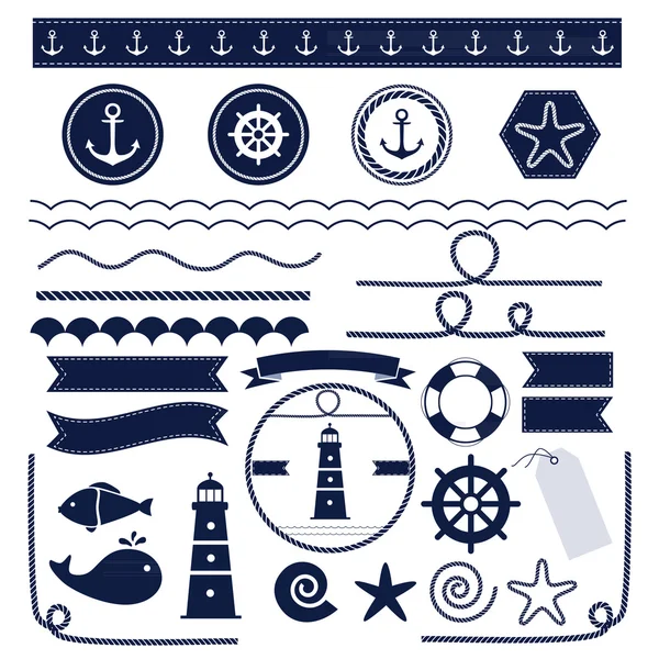 Sea and nautical elements — Stock Vector