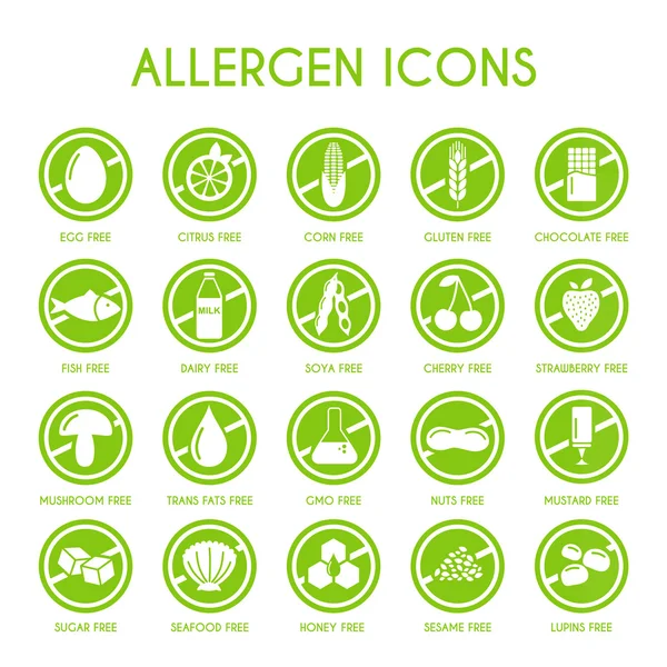 Vector de iconos alérgenos — Vector de stock