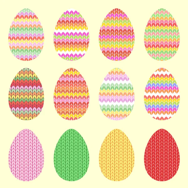 Set of knitted eggs — Stock Vector