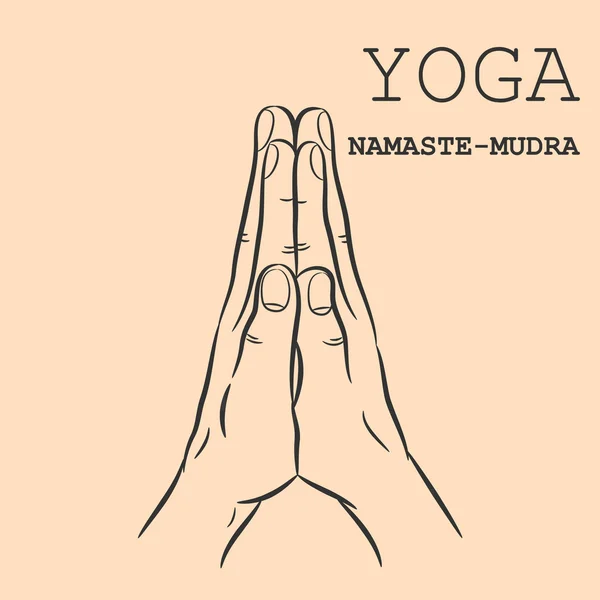 Χέρι-γιόγκα mudra. Namaste-Mudra — Διανυσματικό Αρχείο