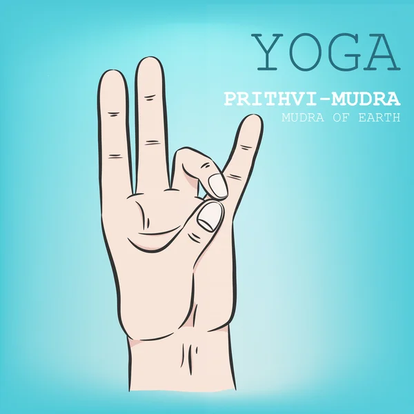 Mão em mudra de ioga. Prithvi-Mudra — Vetor de Stock